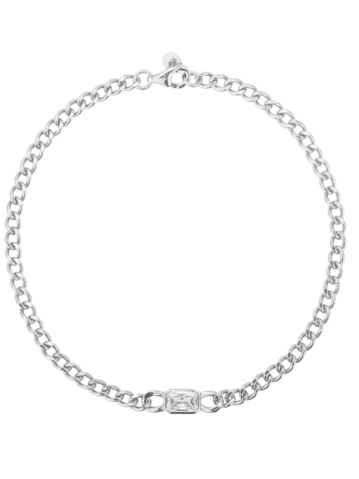 Platinum interlocking bracelet 925 Sterling Silver Cubic Zirconia Geometric Minimalist Link Bracelet