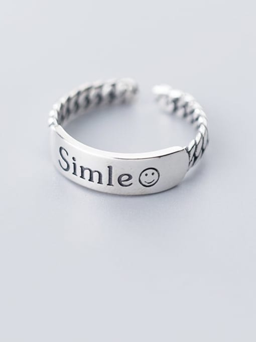 Rosh 925 Sterling Silver With Simle Smiley Free Size Ring 0