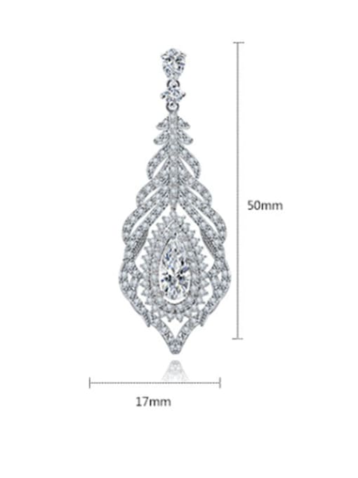 platinum Copper Cubic Zirconia Geometric Luxury Chandelier Earring