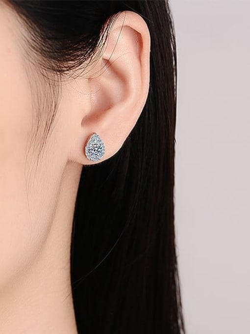 MOISS 925 Sterling Silver Moissanite Water Drop Dainty Stud Earring 1