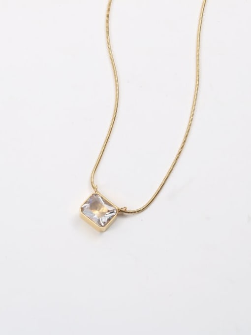 GROSE Titanium Steel Glass Stone Geometric Minimalist Necklace 0