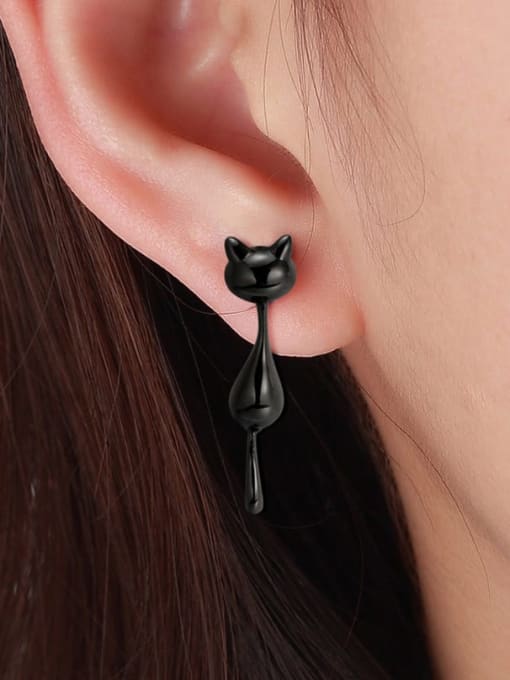 RINNTIN 925 Sterling Silver Cat Cute Stud Earring 1
