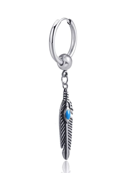 BSL Titanium Steel Feather Hip Hop Single Earring( Single-Only One)