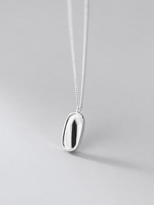 silver 925 Sterling Silver Smooth Geometric Minimalist Necklace