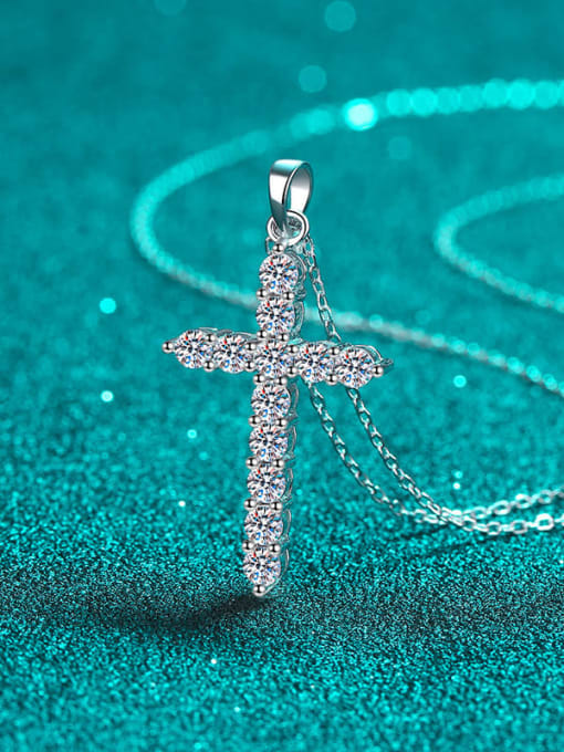 MOISS 925 Sterling Silver Moissanite Cross Dainty Regligious Necklace 3