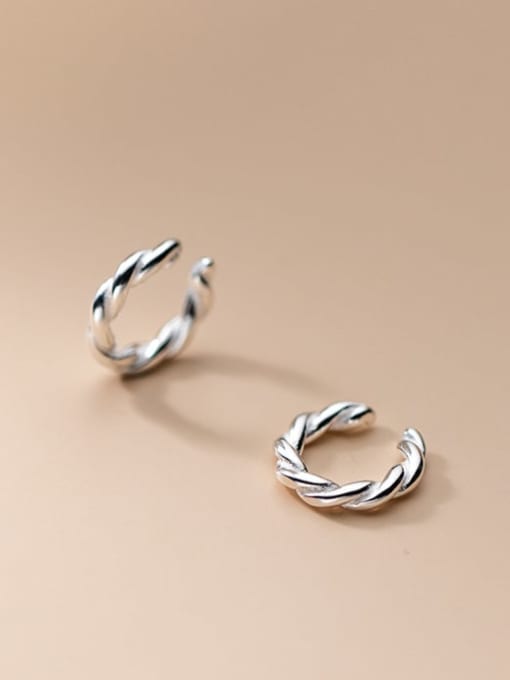 Rosh 925 Sterling Silver Twist Geometric Minimalist Clip Earring 1