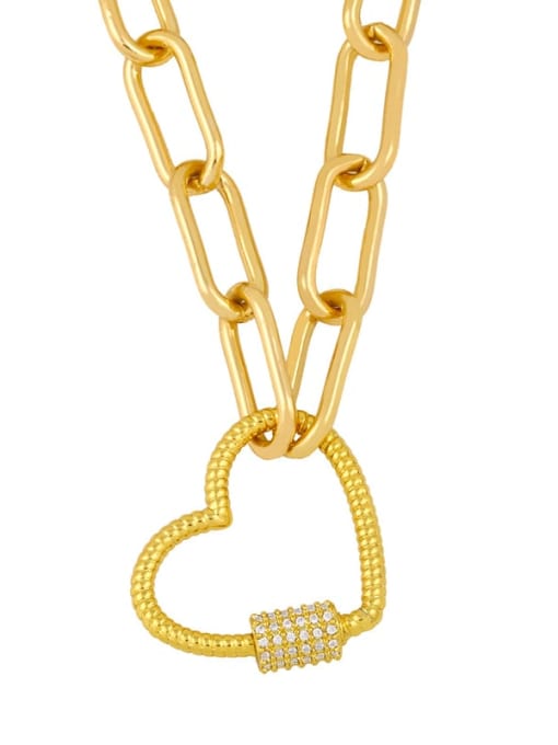 CC Brass Cubic Zirconia Heart Vintage pendant Necklace 1