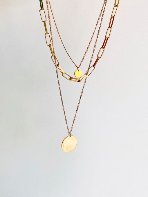 LI MUMU Titanium Three-layer chain stacking medal Smooth chain multi-layer necklace 2