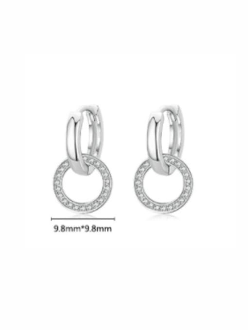 MODN 925 Sterling Silver Rhinestone  Minimalist Double Ring Huggie Earring 3