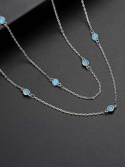 Blue t10d23 Copper Cubic Zirconia  Minimalist China Long Strand Necklace