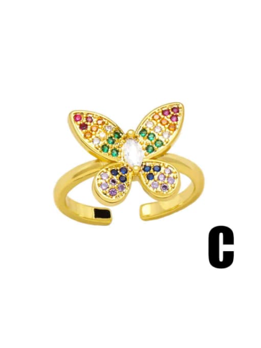 C Brass Cubic Zirconia Butterfly Cute Band Ring