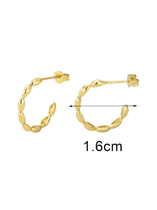 CHARME Brass Geometric Minimalist  C Shape Stud Earring 3
