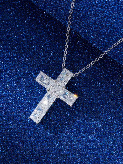 RINNTIN 925 Sterling Silver Cubic Zirconia Cross Dainty Necklace 2