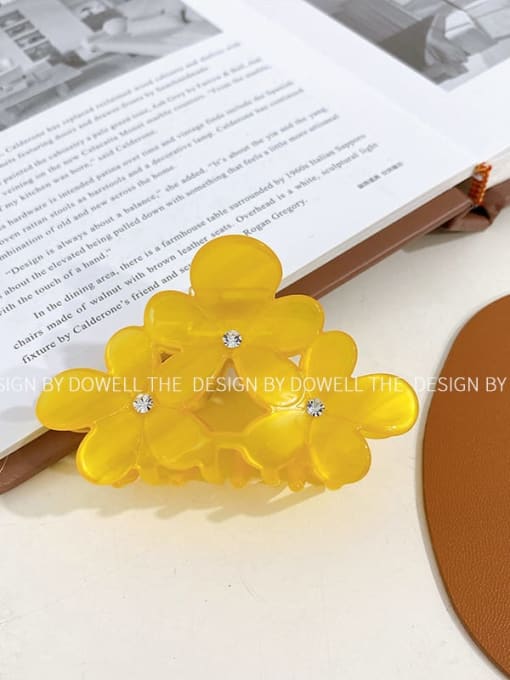 Bright yellow 7.8cm Cellulose Acetate Minimalist Flower Alloy Multi Color Jaw Hair Claw