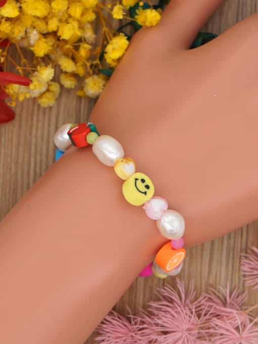 Roxi Freshwater Pearl Multi Color Smiley Bohemia Stretch Bracelet 1