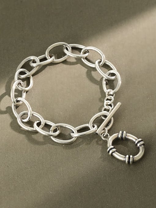 DAKA 925 Sterling Silver Hollow Geometric Vintage Link Bracelet 0