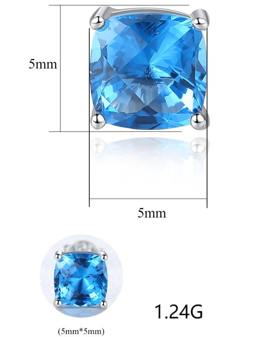 CCUI 925 Sterling Silver Cubic Zirconia Blue Square Luxury Stud Earring 4