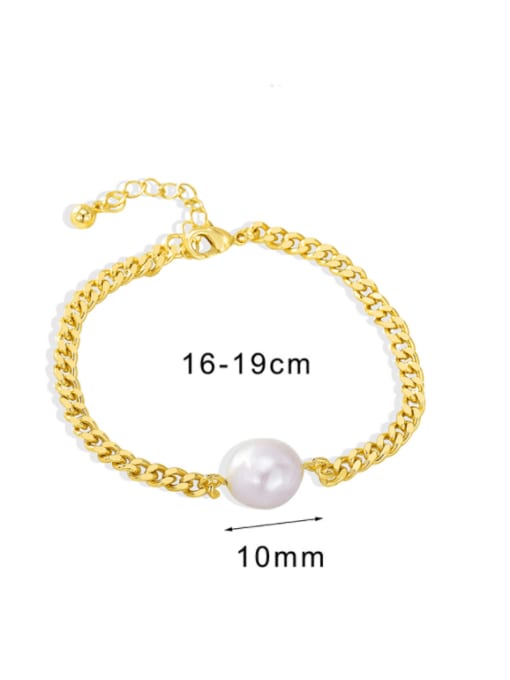 CHARME Brass Imitation Pearl Geometric Minimalist Link Bracelet 3