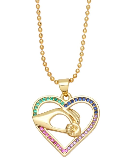 CC Brass Cubic Zirconia Letter Vintage Heart Pendnat Necklace