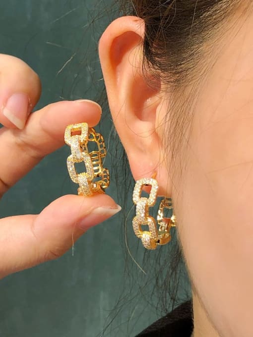 L.WIN Brass Cubic Zirconia Geometric Luxury Huggie Earring 1