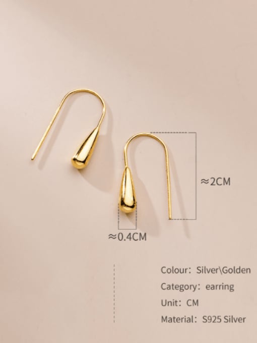 Rosh 925 Sterling Silver Water Drop Minimalist Hook Earring 3