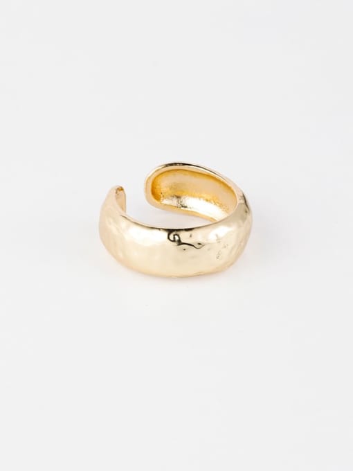 A concave convex section Brass Smooth  Irregular Minimalist Free Size Ring