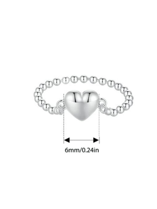 Jare 925 Sterling Silver Heart Minimalist Bead Ring 3