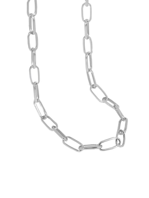 silvery 925 Sterling Silver Hollow Geometric Chain Vintage Necklace