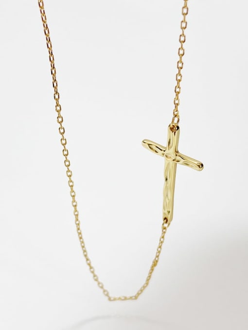 Boomer Cat 925 Sterling Silver Cross Minimalist Necklace