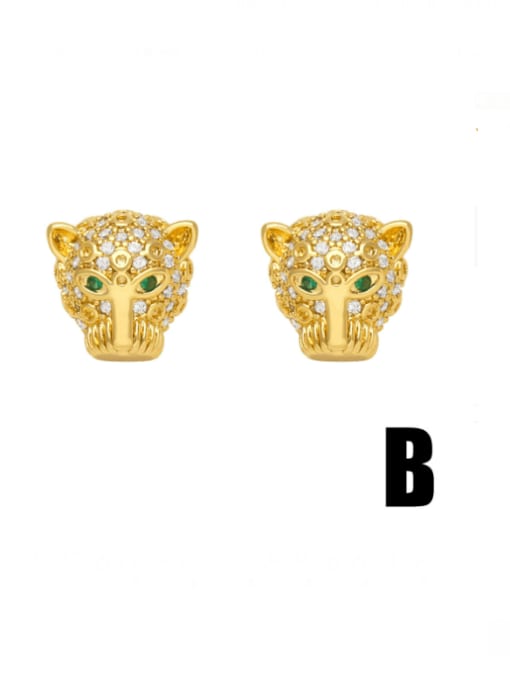 B Brass Cubic Zirconia Pentagram Cute Stud Earring