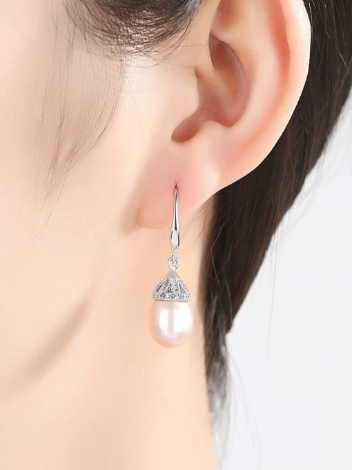 CCUI 925 Sterling Silver Freshwater Pearl Multi Color Water Drop Minimalist Hook Earring 3