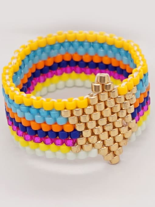 MI R210002A Miyuki Millet Bead Multi Color Geometric Bohemia Band Ring