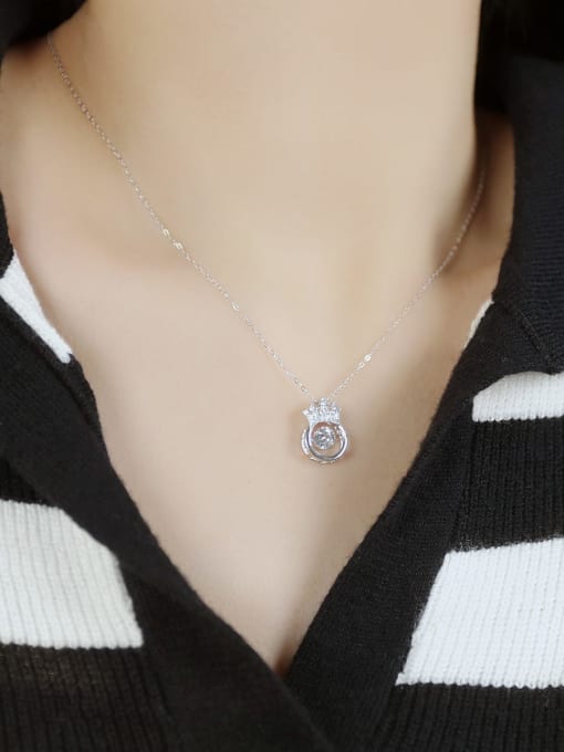 Open Sky 925 Sterling Silver Cubic Zirconia Cute Crown  Pendant Necklace 1