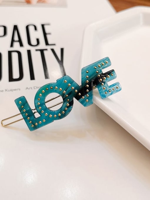 green Alloy  Cellulose Acetate Minimalist Letter Hair Pin