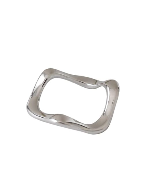 DAKA 925 Sterling Silver Irregular Minimalist  wave Band Ring 4