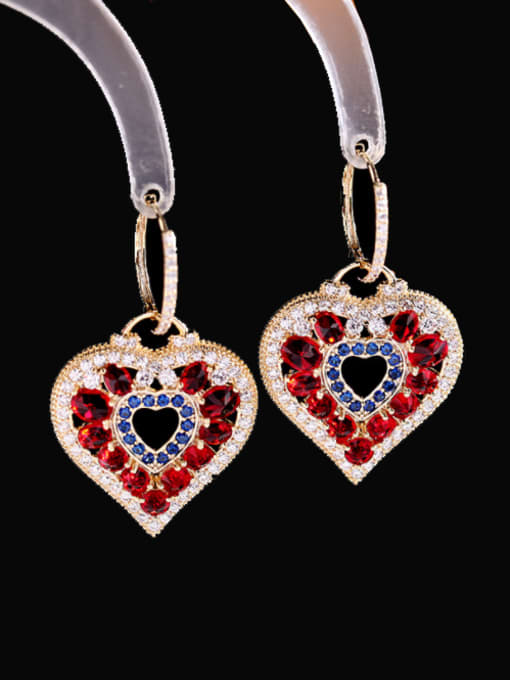 Luxu Brass Cubic Zirconia Heart Luxury Huggie Earring