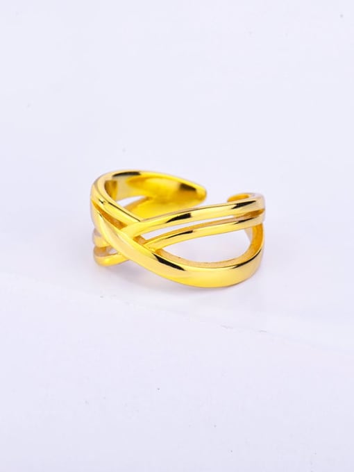 Rd0083 gold 3.83g 925 Sterling Silver Geometric Vintage Band Ring