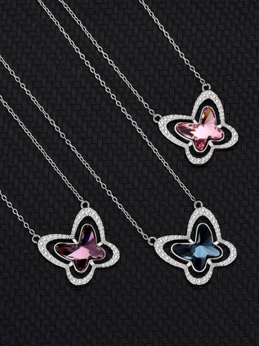 BC-Swarovski Elements 925 Sterling Silver Austrian Crystal Butterfly Classic Necklace 1