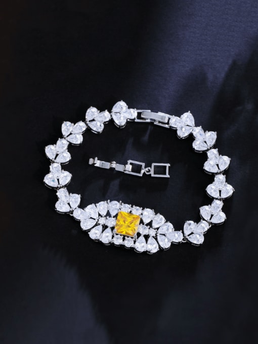 S0254 Brass Cubic Zirconia Geometric Luxury Bracelet