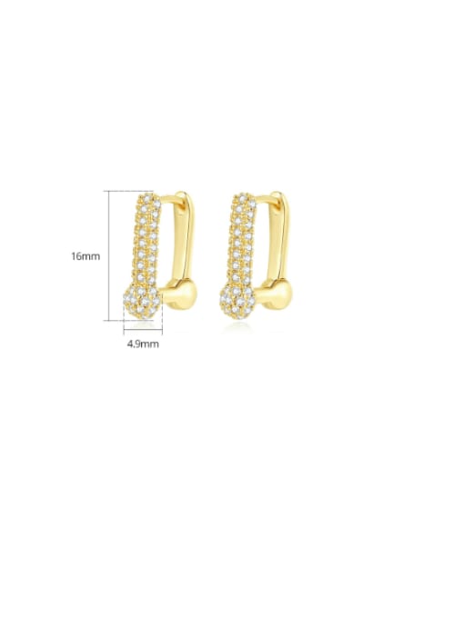 BLING SU Brass Cubic Zirconia Geometric Luxury Huggie Earring 3