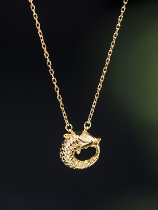 Golden Koi Set Chain 925 Sterling Silver Fish Vintage Necklace