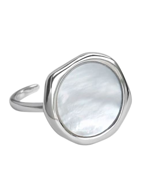 DAKA 925 Sterling Silver Shell Geometric Minimalist Band Ring 0