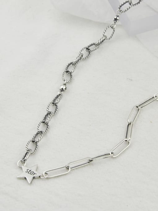 SHUI Vintage Sterling Silver With Antique Silver Plated Simplistic Geometric Necklaces 2