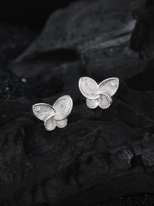 KDP-Silver 925 Sterling Silver Cubic Zirconia Butterfly Dainty Stud Earring 3