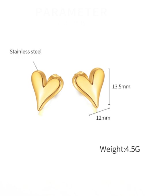 Open Sky Titanium Steel Heart Minimalist Stud Earring 3