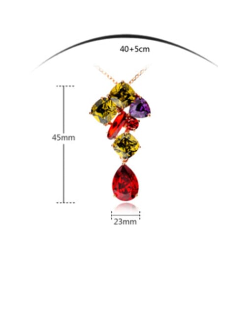 BLING SU Copper Cubic Zirconia Multi Color Geometric Luxury Necklace 2