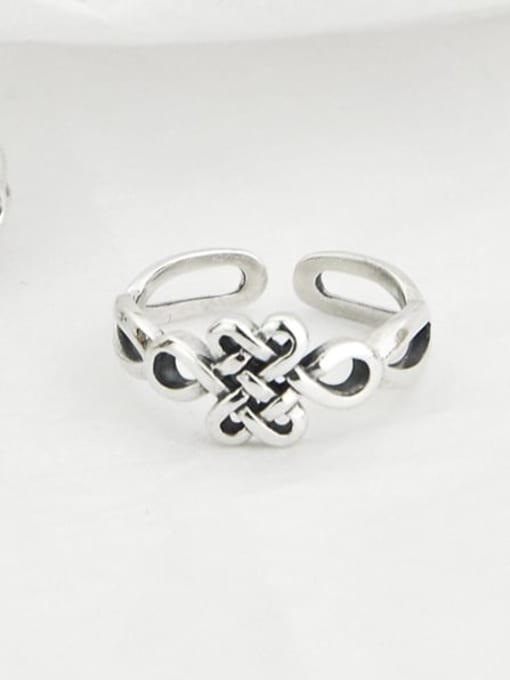 SHUI Vintage Sterling Silver With Platinum Plated Ethnic Irregular Free Size Rings