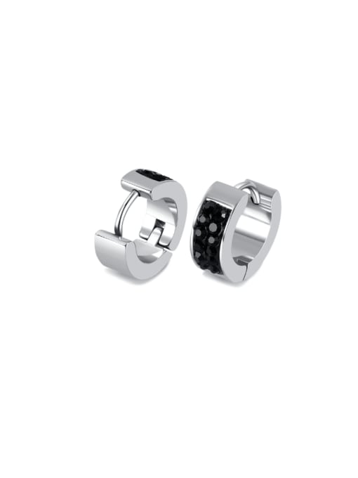 GE903 steel earrings Stainless steel Rhinestone Geometric Hip Hop Huggie Earring