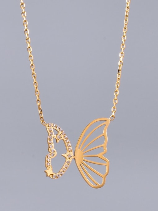 A TEEM Titanium Rhinestone Butterfly Minimalist Necklace 1