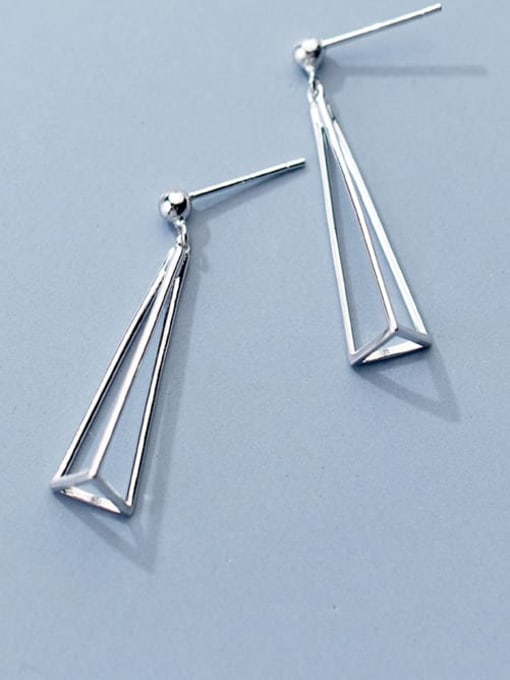 Rosh 925 Sterling Silver  Hollow Triangle Minimalist Drop Earring 0